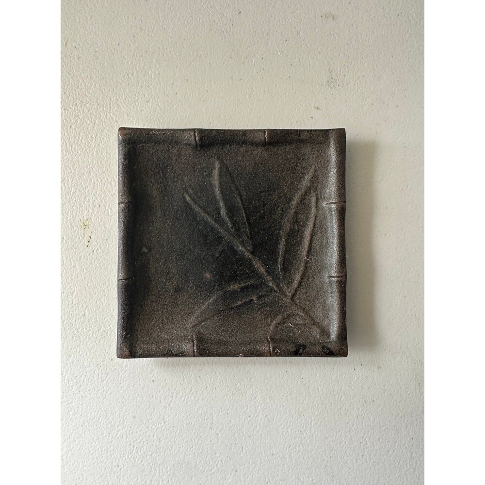 Dayton Hudson Wrought Iron Bamboo Design Pillar Candle Square Tray
